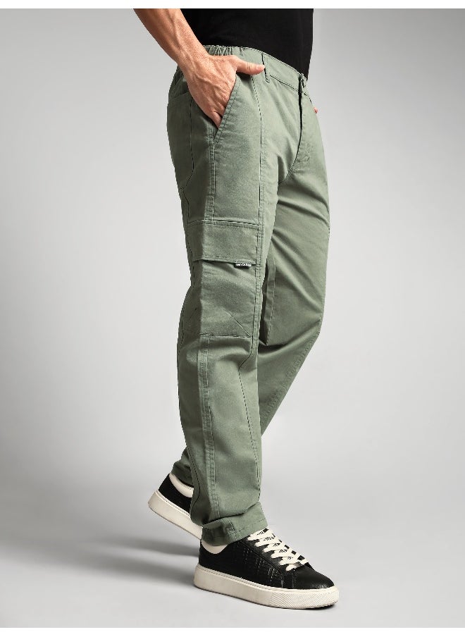 Sage Green Elasticated Cut and Sew Cargo Pants