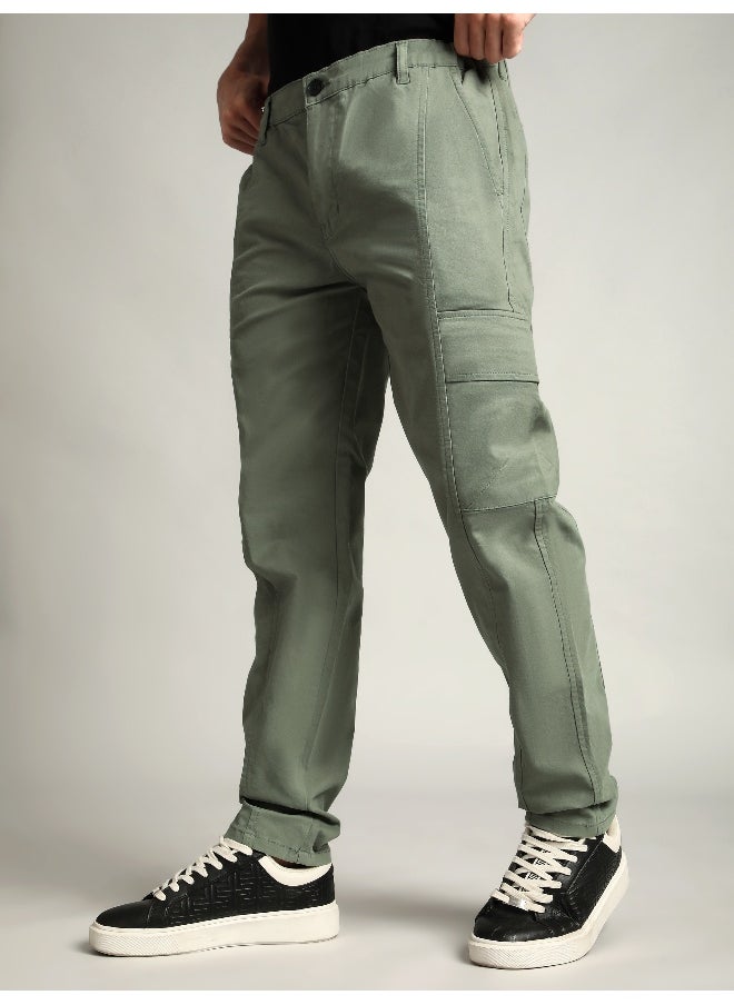 Sage Green Elasticated Cut and Sew Cargo Pants