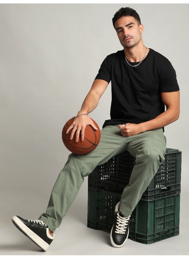 Sage Green Elasticated Cut and Sew Cargo Pants
