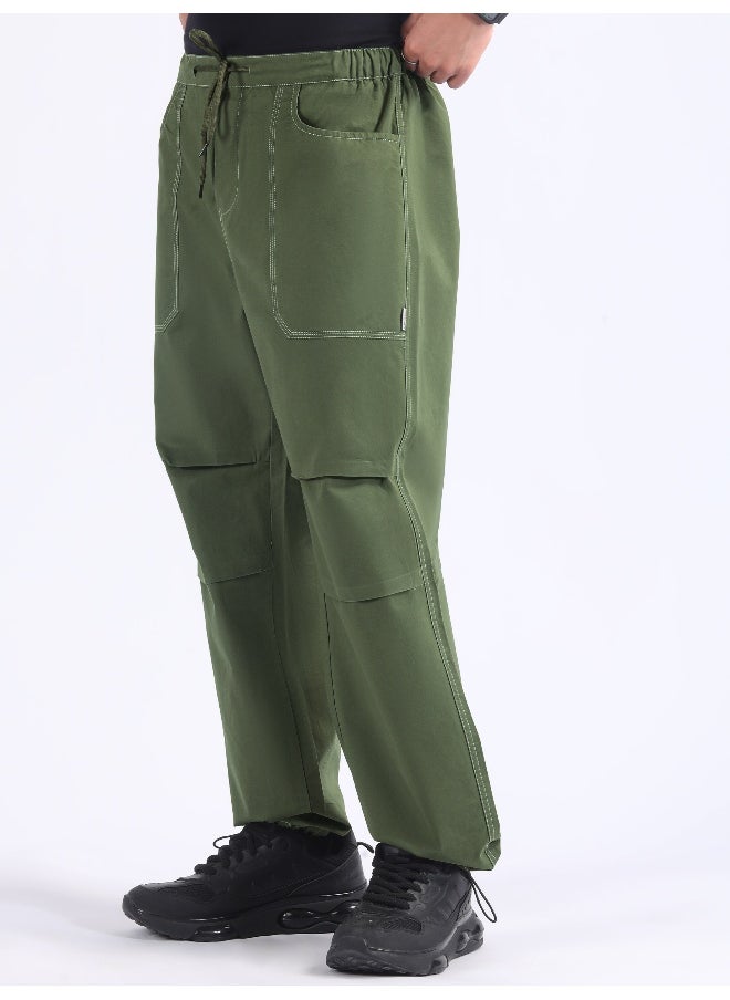 Sage Green Double Pleated Cargo Joggers