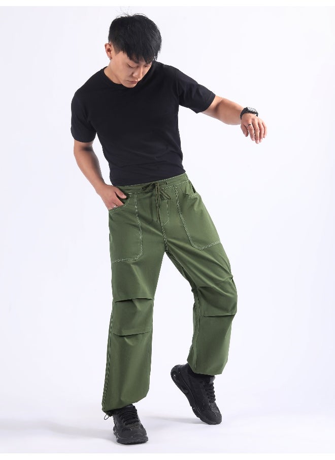 Sage Green Double Pleated Cargo Joggers