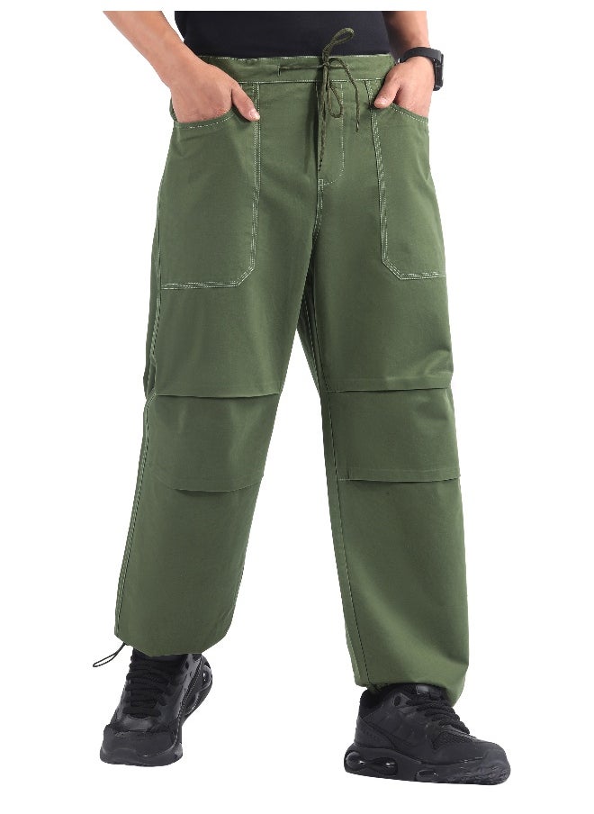 Sage Green Double Pleated Cargo Joggers