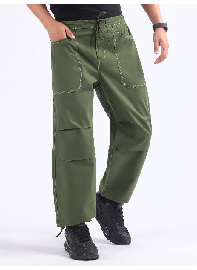Sage Green Double Pleated Cargo Joggers