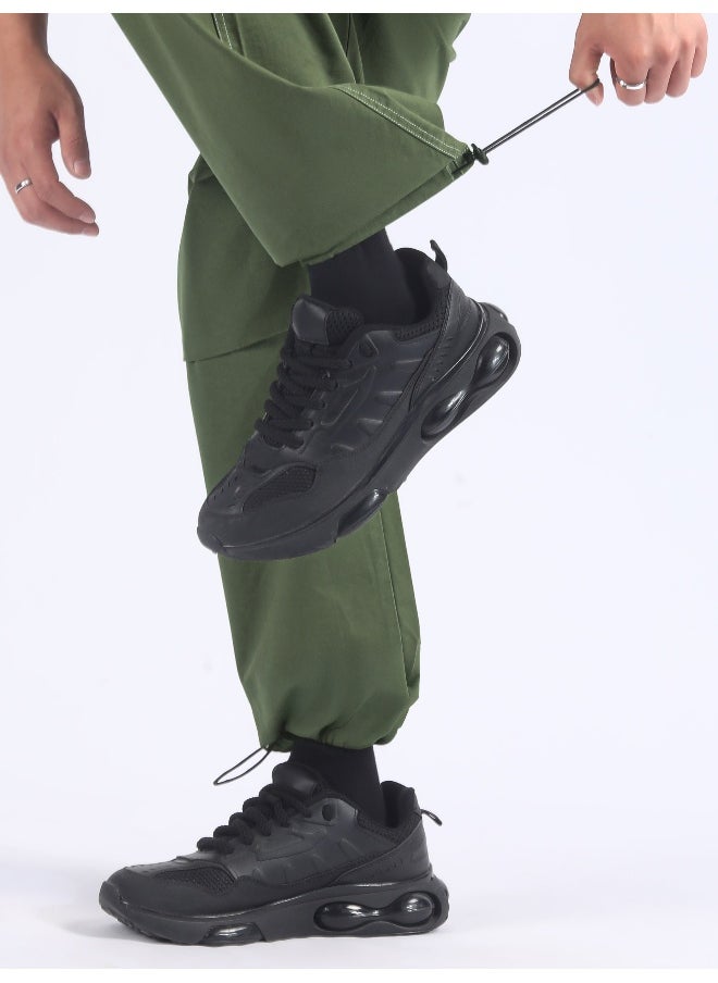 Sage Green Double Pleated Cargo Joggers