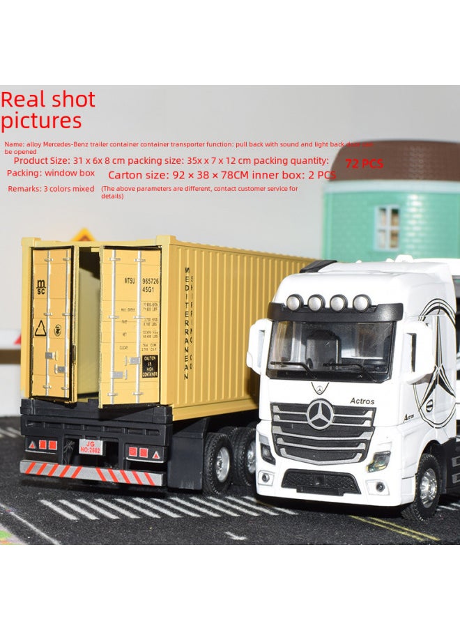 Children's Toy Realistic Alloy Engineering Transport Tractor Head Sound And Light Display Container Cargo Truck Car Model-Color:Black Alloy Transporter