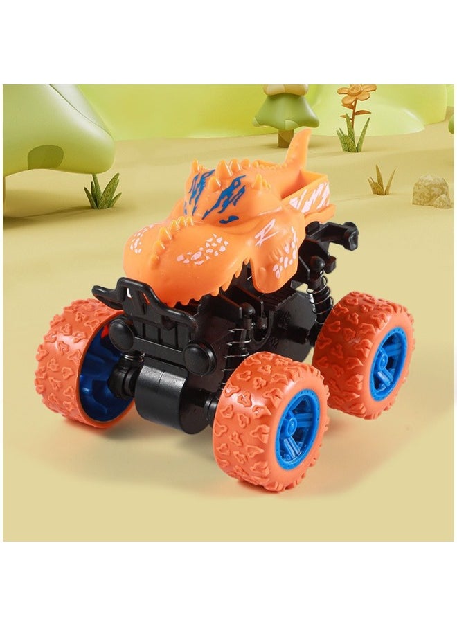 Children's Inertial Car Stunt Rotating Boys And Girls Birthday Toys Drop-resistant Shockproof Parent-child Interaction-Color:Orange Dinosaur (color Box)