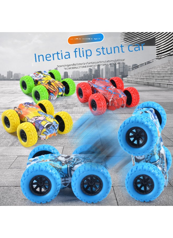 Children's Four-wheel Drive Inertia Double-sided Graffiti Off-road Vehicle Simulation Off-road Boy Gift Stunt Model Anti-Fall Toy-Color:Bag-double-sided Inertia Car (yellow)