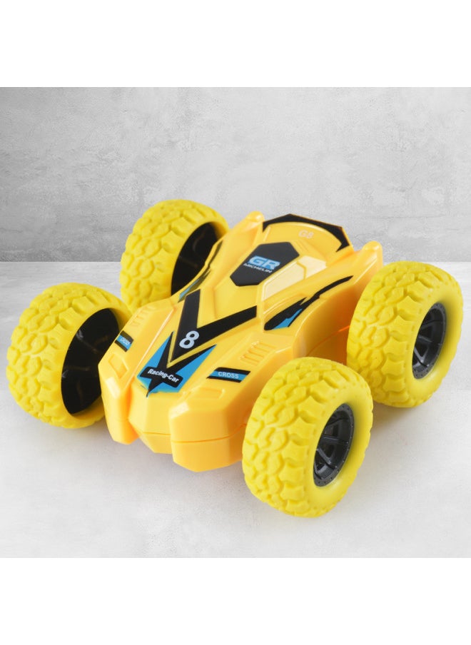 Children's Four-wheel Drive Inertia Double-sided Graffiti Off-road Vehicle Simulation Off-road Boy Gift Stunt Model Anti-Fall Toy-Color:Bag-double-sided Inertia Car (yellow)