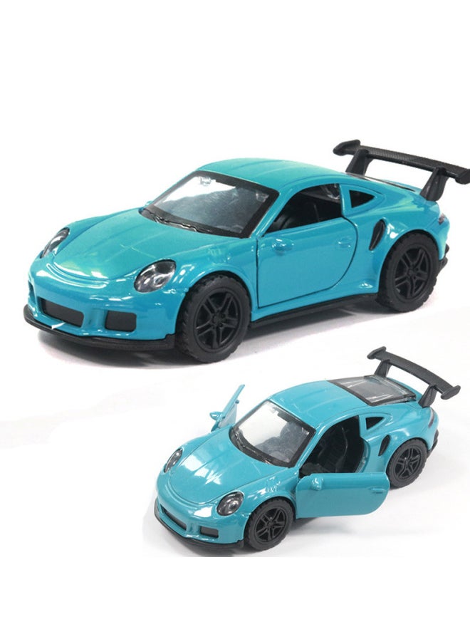1:36 Alloy Sports Car Off-road Vehicle Model Children Boy Toy Car Back Force Door Car Ornaments Blind Box Wholesale-Color:Keep The Time Blue-green