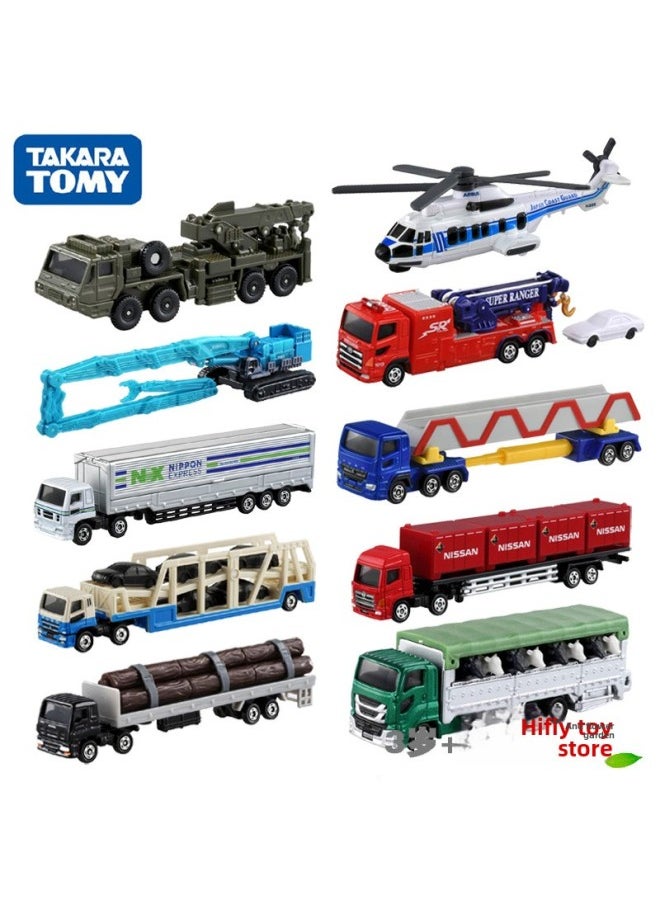 TOMY Multi-card Long Alloy Car Model Ladder Fire Truck Helicopter Transport Engineering Truck Freight Truck-Color:145 Nagoya Fire Department Ladder 160908