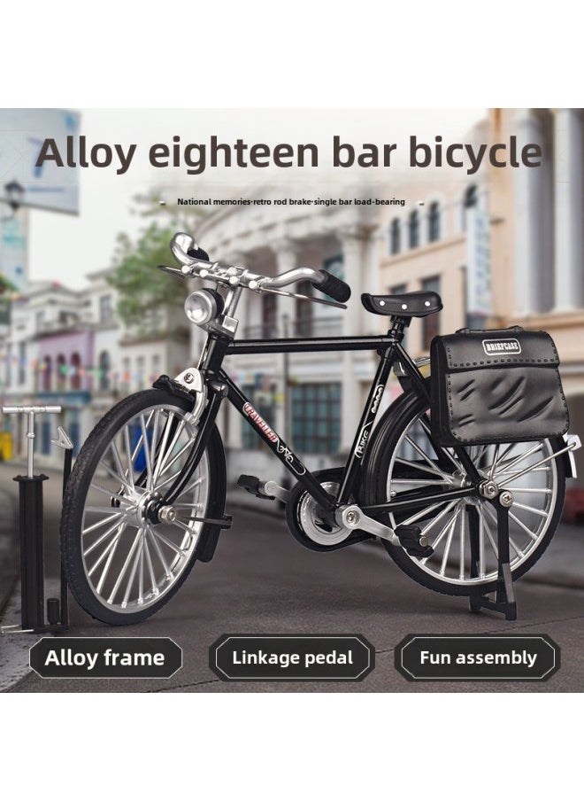 Retro 28 Big Bar Alloy Bicycle 1:10 Simulation Model Nostalgic Toy DIY Assembly Bicycle Ornaments-Color:Red Tricycle Model
