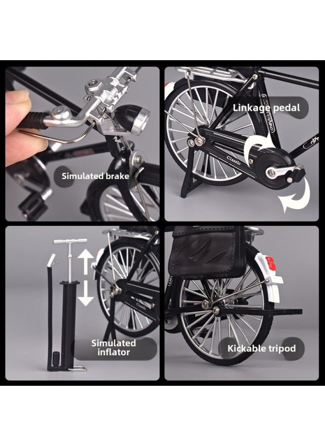 Retro 28 Big Bar Alloy Bicycle 1:10 Simulation Model Nostalgic Toy DIY Assembly Bicycle Ornaments-Color:Red Tricycle Model