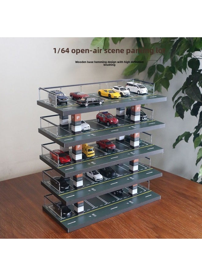 1:64 Car Model Parking Lot Model Simulation Garage Toy Storage Rack Display Cabinet Car Storage Rack-Color:1/64 Five-storey 30 Parking Space (excluding Cars)