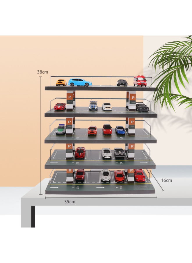 1:64 Car Model Parking Lot Model Simulation Garage Toy Storage Rack Display Cabinet Car Storage Rack-Color:1/64 Five-storey 30 Parking Space (excluding Cars)