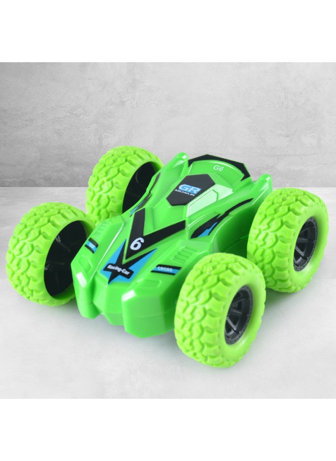 Children's Four-wheel Drive Inertia Double-sided Graffiti Off-road Vehicle Simulation Off-road Boy Gift Stunt Model Anti-Fall Toy-Color:Bag-double-sided Inertia Car (green)