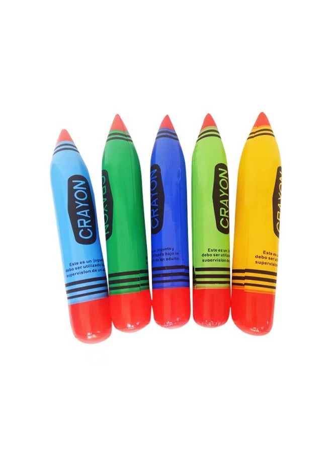 Supply PVC Inflatable Pencil Color Crayon Toy Birthday Props Watercolor Pencil Toy Party Ceremony-Color:68CM Yellow Pastel Crayon