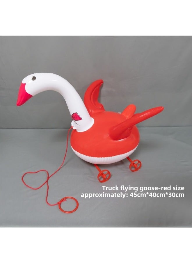 Net Red Pull Inflatable Big Goose Toy Batch Large Luminous Cartoon Children's Night Market PVC Animal Pull Cart Wholesale-Color:Car Red Goose