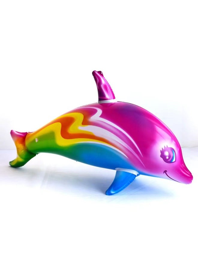 Cross Border Color Inflatable Dolphin Large Dolphin Toy Water Party Toys Star Dolphin Fish-Color:65cm Blue Dolphin