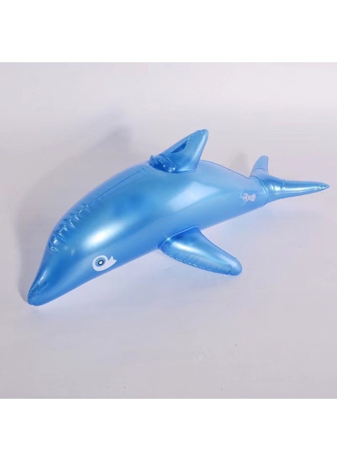 Cross Border Color Inflatable Dolphin Large Dolphin Toy Water Party Toys Star Dolphin Fish-Color:65cm Blue Dolphin