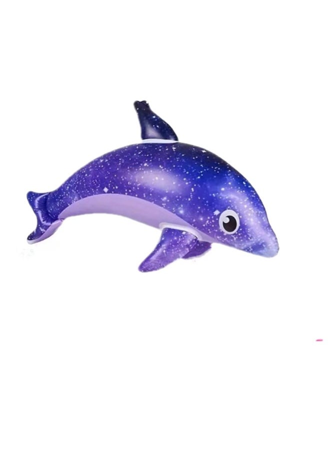 Cross Border Color Inflatable Dolphin Large Dolphin Toy Water Party Toys Star Dolphin Fish-Color:65cm Blue Dolphin