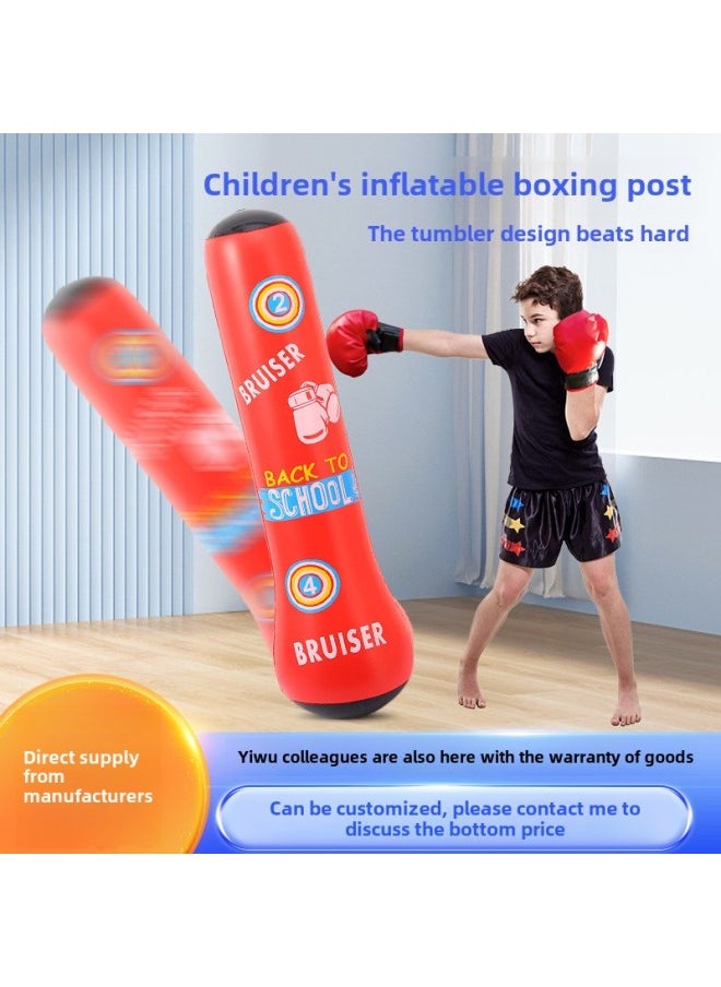 Inflatable Boxing Column Tumbler Children's Sanda Boxing Training Equipment Sandbag Water Filling Column Decompression Vent Toys-Color:Black 2 Boxing Column-Specifications:Can Be Filled With Water And Sand