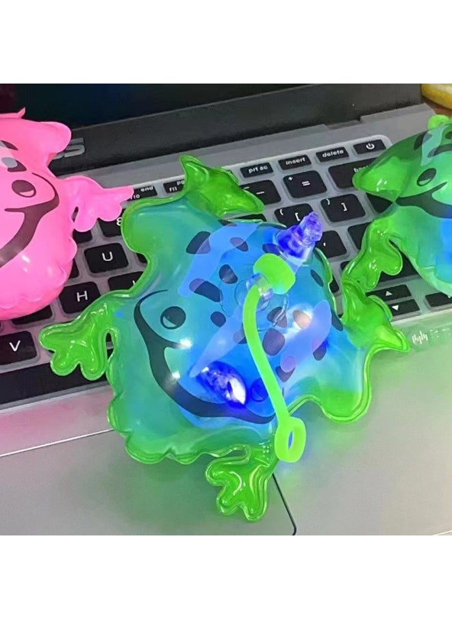 Glowing Mini Frog Balloon Pendant Stress Relief Bouncing Inflatable Small Frog Baby Night Market Toy Stall Cartoon Air Model-Color:Mini Little Frog Pink (send Elastic Rope) Luminous