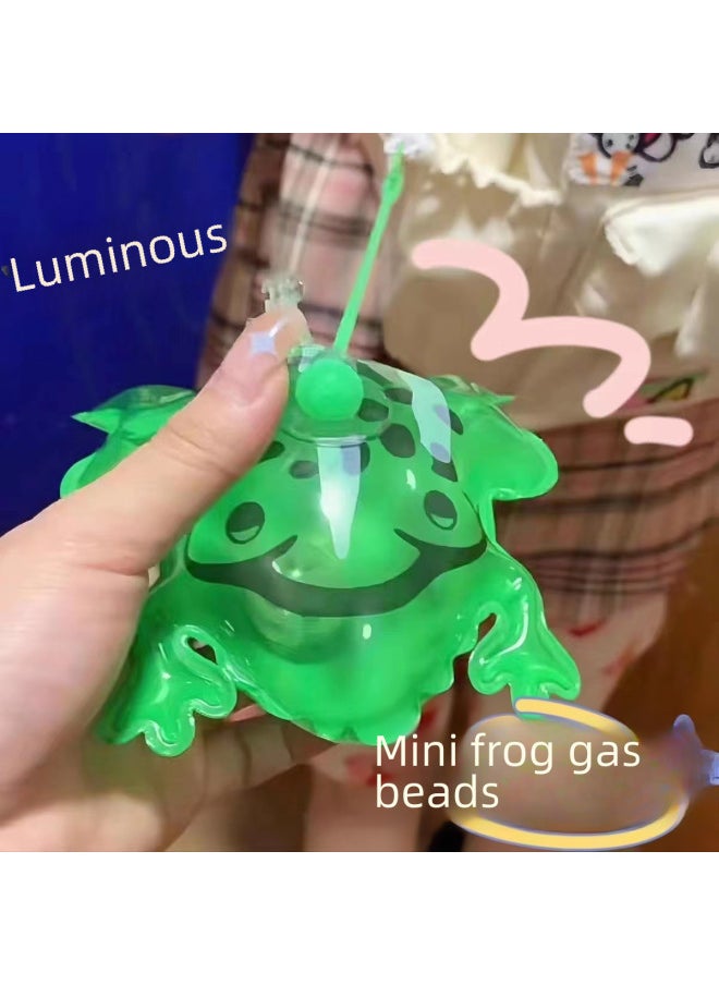 Glowing Mini Frog Balloon Pendant Stress Relief Bouncing Inflatable Small Frog Baby Night Market Toy Stall Cartoon Air Model-Color:Mini Little Frog Pink (send Elastic Rope) Luminous