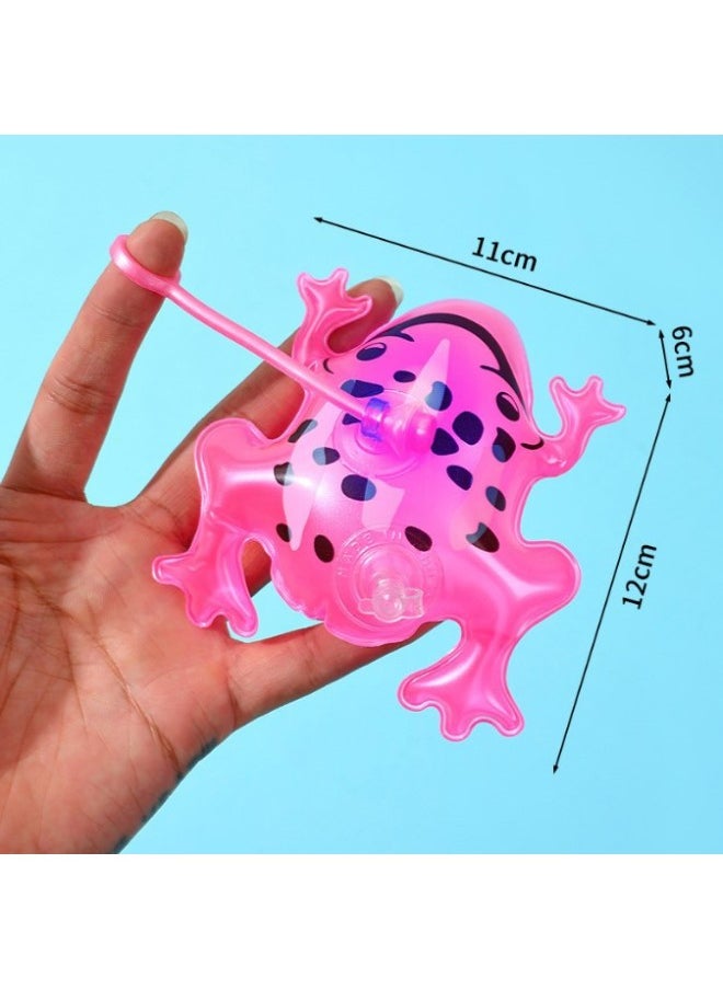 Glowing Mini Frog Balloon Pendant Stress Relief Bouncing Inflatable Small Frog Baby Night Market Toy Stall Cartoon Air Model-Color:Mini Little Frog Pink (send Elastic Rope) Luminous