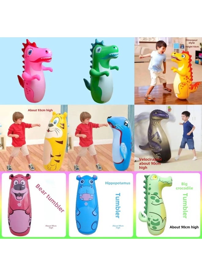 Large Inflatable PVC Thickened Cartoon Dinosaur Toy For Children Aged 3-7 Non Toxic Biodegradable Safe Fun Playtime-Color:Extra Thick Velociraptor