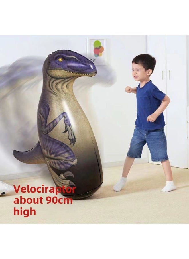 Large Inflatable PVC Thickened Cartoon Dinosaur Toy For Children Aged 3-7 Non Toxic Biodegradable Safe Fun Playtime-Color:Extra Thick Velociraptor