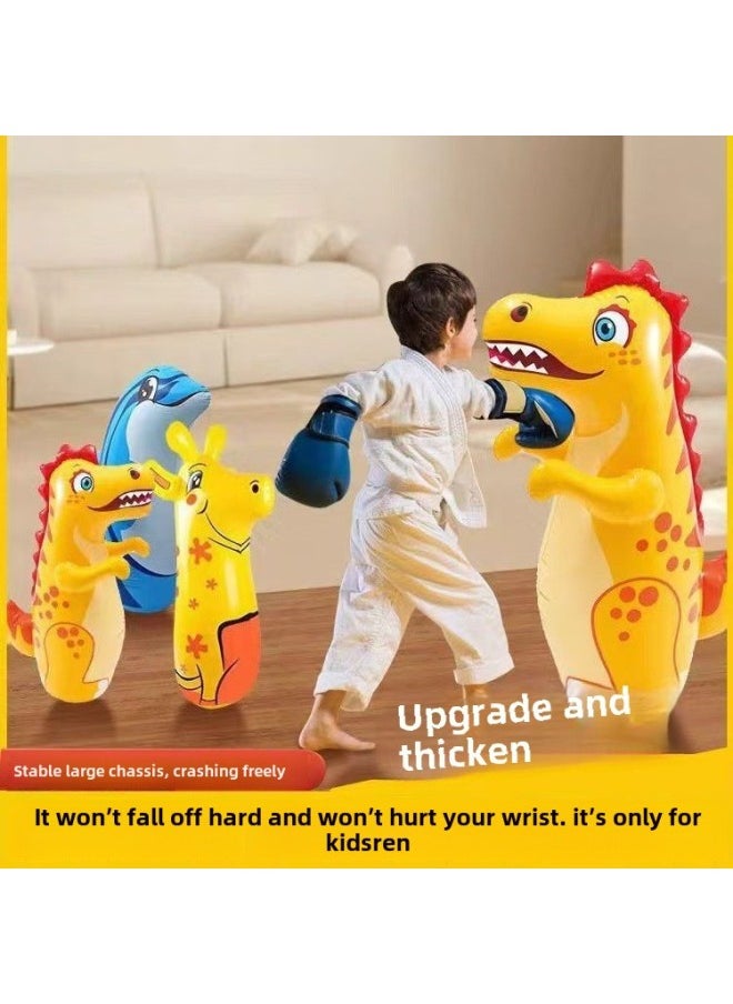 Cartoon Cute Fun Inflatable Dinosaur Tumbler Children's Home Boxing Training Educational Fitness Decompression Dinosaur Tumbler-Color:Plum Blossom Deer-Specifications:Foot Pump + Repair Piece