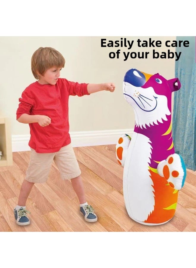 Cartoon Cute Fun Inflatable Dinosaur Tumbler Children's Home Boxing Training Educational Fitness Decompression Dinosaur Tumbler-Color:Plum Blossom Deer-Specifications:Foot Pump + Repair Piece