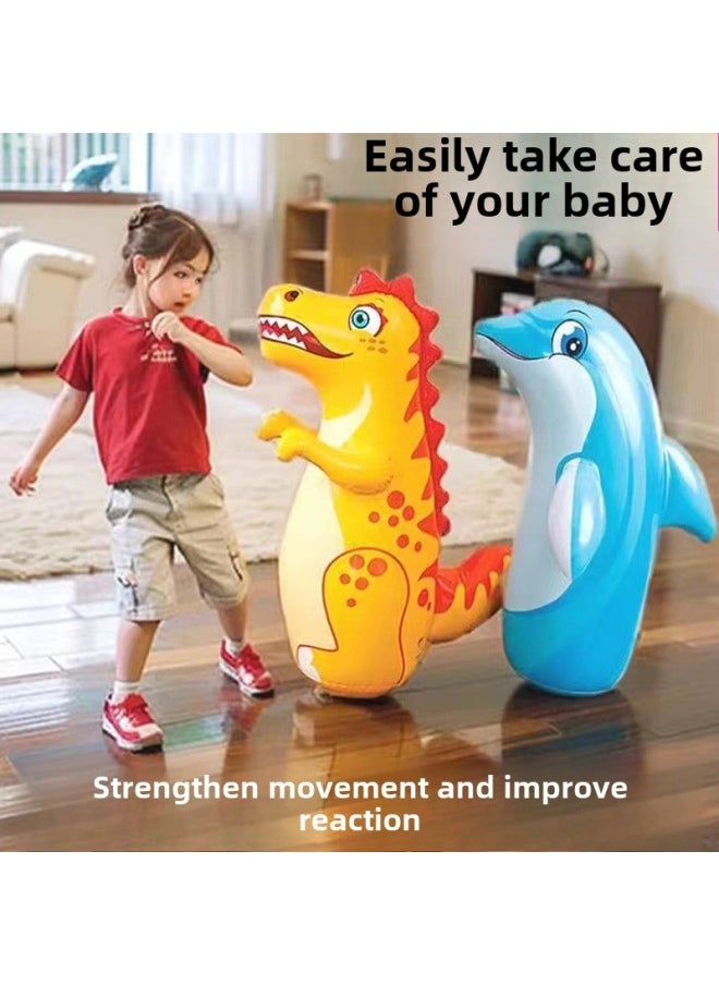 Cartoon Cute Fun Inflatable Dinosaur Tumbler Children's Home Boxing Training Educational Fitness Decompression Dinosaur Tumbler-Color:Plum Blossom Deer-Specifications:Foot Pump + Repair Piece
