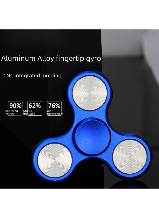 Aluminum Alloy Finger Spinning Top Leaker Stainless Steel Large Triangle Magic Stress Relief Rotating Toy-Color:Leaker -black-Specifications:Luminous Version: With Leather Bag Flashlight Disassembly Sheet Bearing