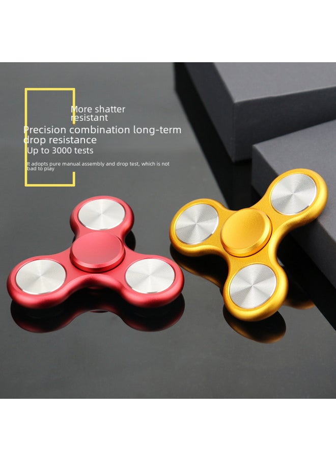 Aluminum Alloy Finger Spinning Top Leaker Stainless Steel Large Triangle Magic Stress Relief Rotating Toy-Color:Leaker -black-Specifications:Luminous Version: With Leather Bag Flashlight Disassembly Sheet Bearing