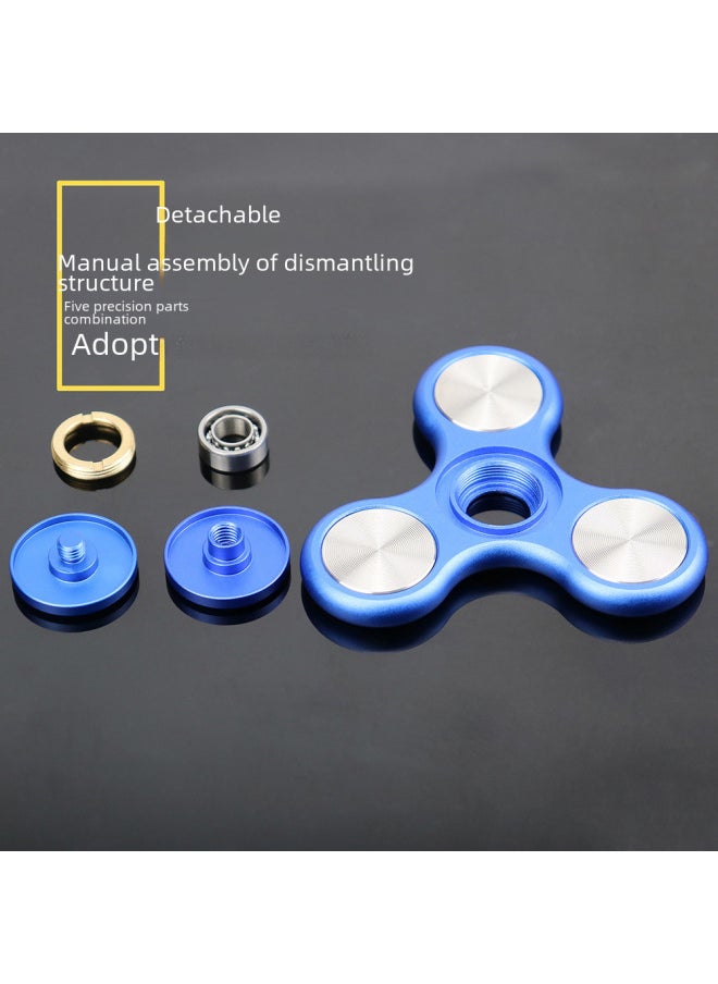 Aluminum Alloy Finger Spinning Top Leaker Stainless Steel Large Triangle Magic Stress Relief Rotating Toy-Color:Leaker -black-Specifications:Luminous Version: With Leather Bag Flashlight Disassembly Sheet Bearing