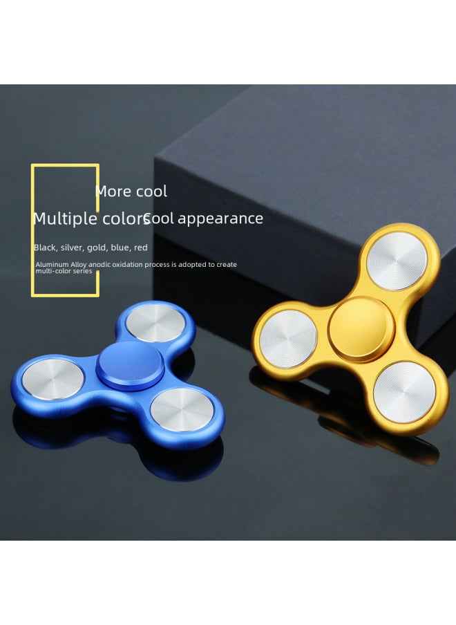 Aluminum Alloy Finger Spinning Top Leaker Stainless Steel Large Triangle Magic Stress Relief Rotating Toy-Color:Leaker -black-Specifications:Luminous Version: With Leather Bag Flashlight Disassembly Sheet Bearing