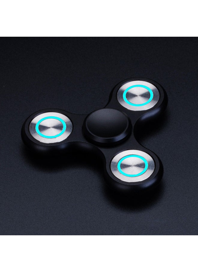 Aluminum Alloy Finger Spinning Top Leaker Stainless Steel Large Triangle Magic Stress Relief Rotating Toy-Color:Leaker -black-Specifications:Luminous Version: With Leather Bag Flashlight Disassembly Sheet Bearing