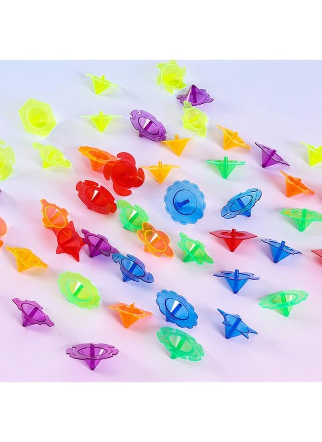 Transparent Plastic Mini Toy Top Colorful Plastic Ruffle Party Gift For Students Kindergarten Children's Play Toys Wholesale-Color:Transparent Color Mixing