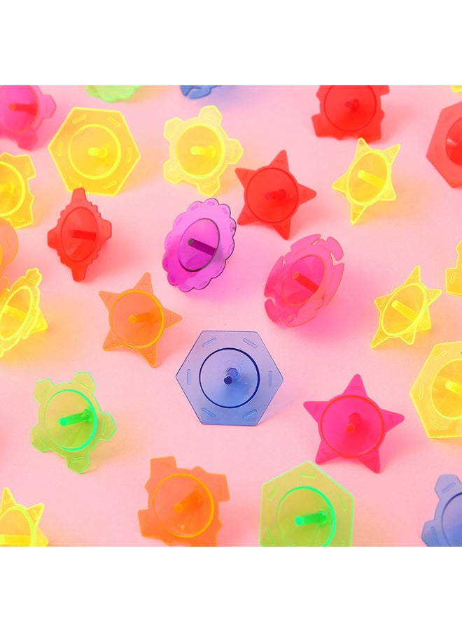 Transparent Plastic Mini Toy Top Colorful Plastic Ruffle Party Gift For Students Kindergarten Children's Play Toys Wholesale-Color:Transparent Color Mixing