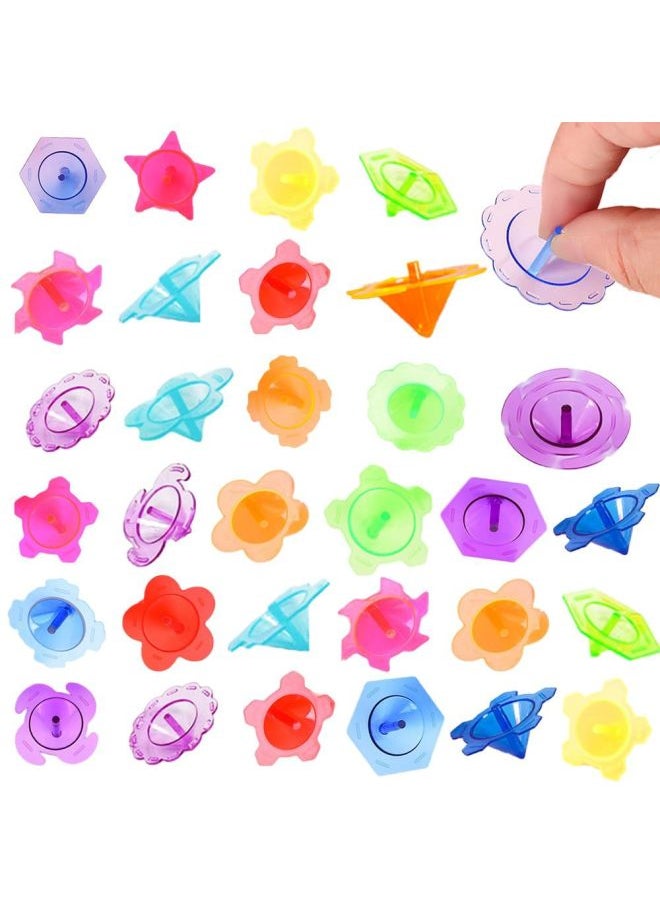 Transparent Plastic Mini Toy Top Colorful Plastic Ruffle Party Gift For Students Kindergarten Children's Play Toys Wholesale-Color:Transparent Color Mixing