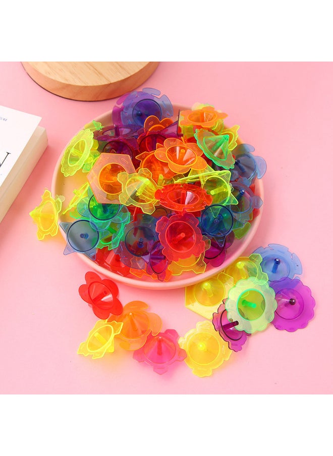 Transparent Plastic Mini Toy Top Colorful Plastic Ruffle Party Gift For Students Kindergarten Children's Play Toys Wholesale-Color:Transparent Color Mixing