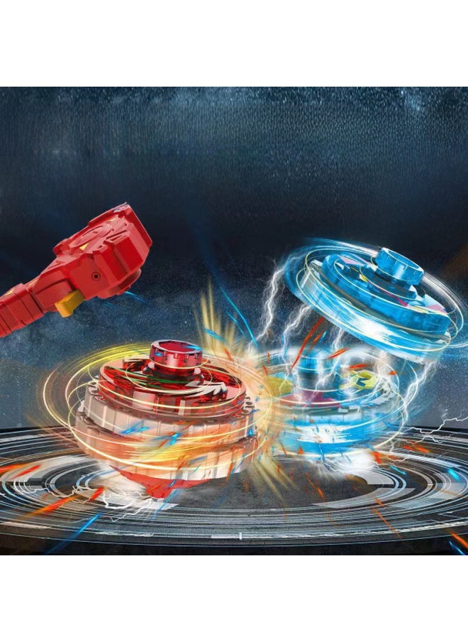 Exploding Super Tuo 2 Battle Gyro Fit Luminous Alloy Gyro Toy Battle Gyro Launcher Stall Wholesale-Color:Blue + Yellow-Send 27cm Battle Plate