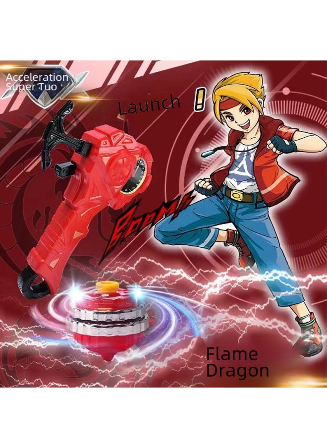 Exploding Super Tuo 2 Battle Gyro Fit Luminous Alloy Gyro Toy Battle Gyro Launcher Stall Wholesale-Color:Blue + Yellow-Send 27cm Battle Plate
