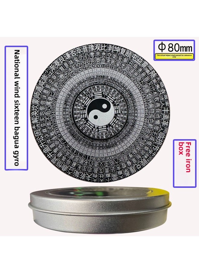 Chinese Style Alloy Taiji Bagua Fingertip Top Iron Boxed Compasses Metal Finger Toy Turnaround Handpiece-Color:80mm Big 64 Guofeng Bagua Gyroscope ]