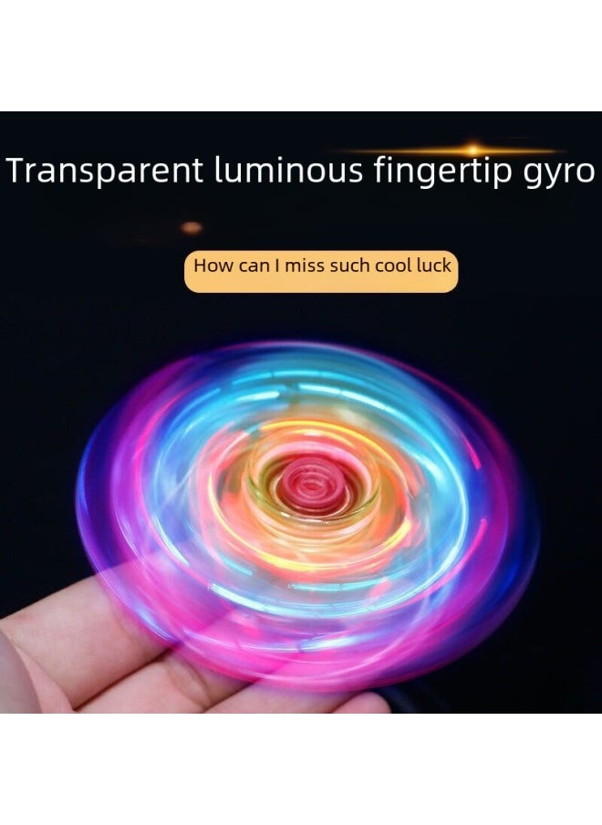 Transparent Crystal Hand Spinner Finger Tops Glowing Children's Toy Stall Toy Hand Rotating Gyro Finger Top-Color:Double-sided Luminous Crystal Gyro (high-quality Transparent Screwdriver 5 Spare Battery Plastic Box)