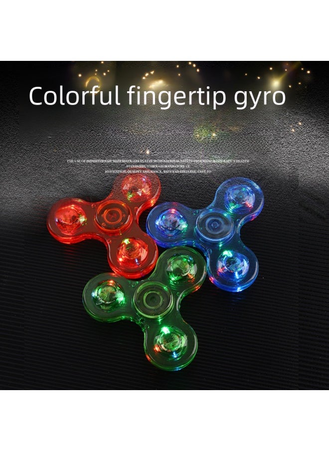 Transparent Crystal Hand Spinner Finger Tops Glowing Children's Toy Stall Toy Hand Rotating Gyro Finger Top-Color:Double-sided Luminous Crystal Gyro (high-quality Transparent Screwdriver 5 Spare Battery Plastic Box)