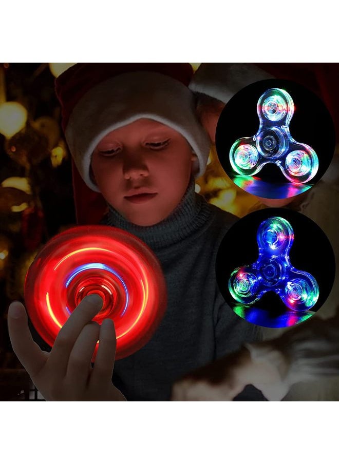 Transparent Crystal Hand Spinner Finger Tops Glowing Children's Toy Stall Toy Hand Rotating Gyro Finger Top-Color:Double-sided Luminous Crystal Gyro (green Silent Bearing Plastic Gift Box)