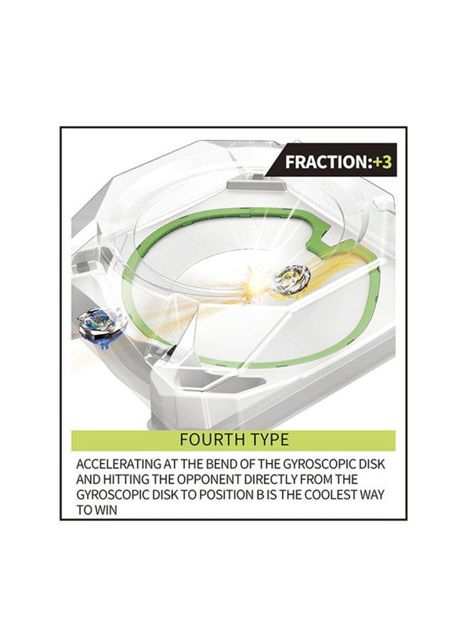 2024 Alloy Gyroscope With Acceleration Battle Plate Children's Pull-type Battle Burst Gyroscope Toy-color:GF6010D (gyro*4+single-turn Transmitter+two-way Cable Transmitter+handlebar+accelerated Gyro Disc)