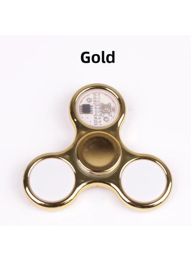 Transparent Crystal Hand Spinner Finger Tops Glowing Children's Toy Stall Toy Hand Rotating Gyro Finger Top-Color:18 Variable Plating-gold (color Box High Quality)